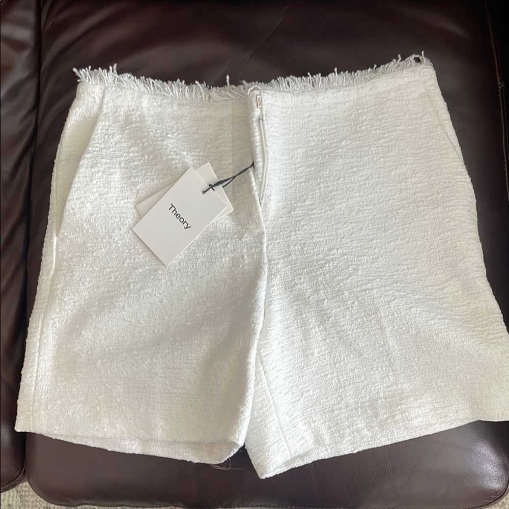 New Theory White Bouclé Bermudas